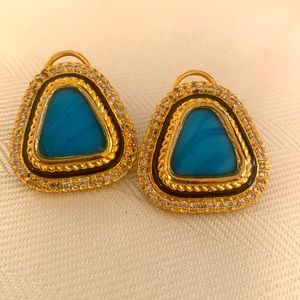 Turquoise stone stud earrings